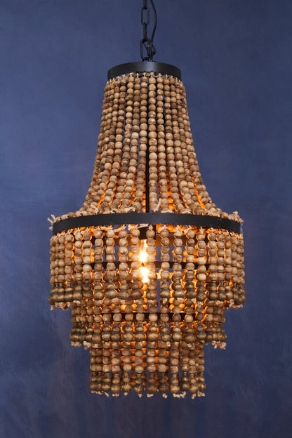Bayou Wooden Beads Large Chandelier