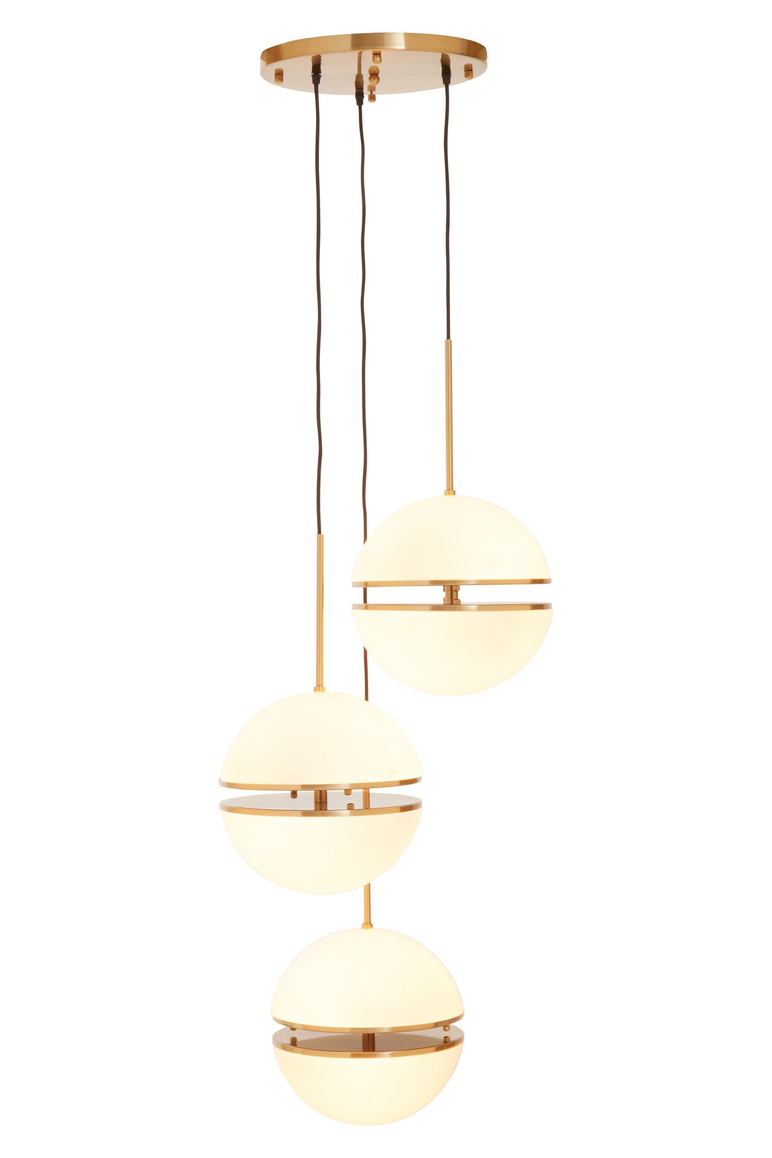 Art Deco Three Ball Brass Pendant Light | Bali & Blue