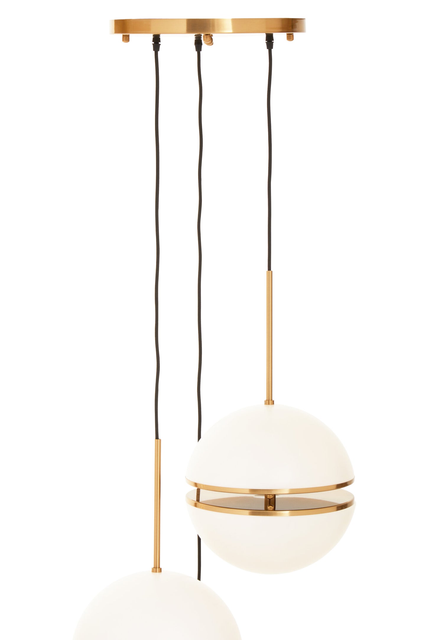 Art Deco Three Ball Brass Pendant Light