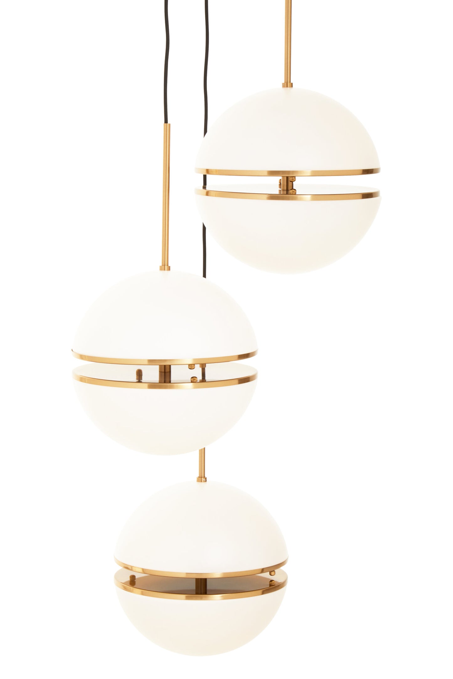 Art Deco Three Ball Brass Pendant Light