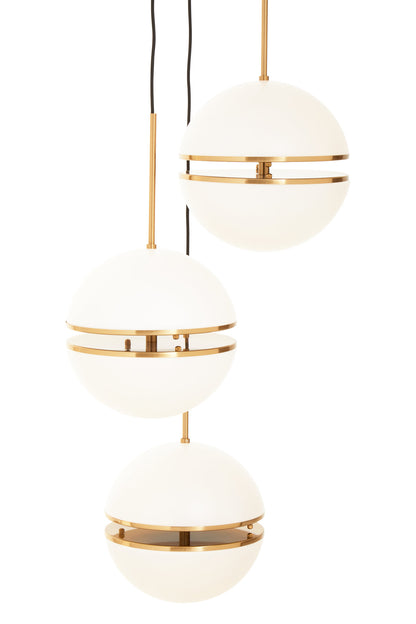 Art Deco Three Ball Brass Pendant Light