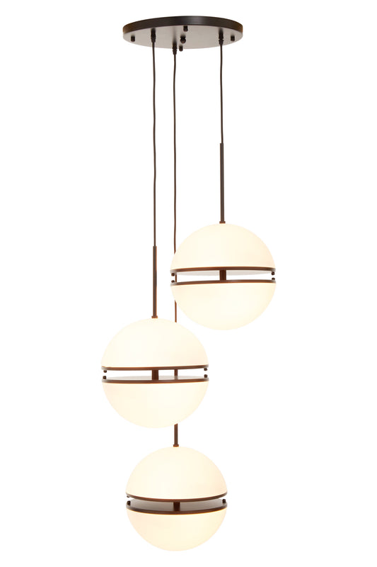 Art Deco Three Ball Matt Black Pendant Light | Bali & Blue