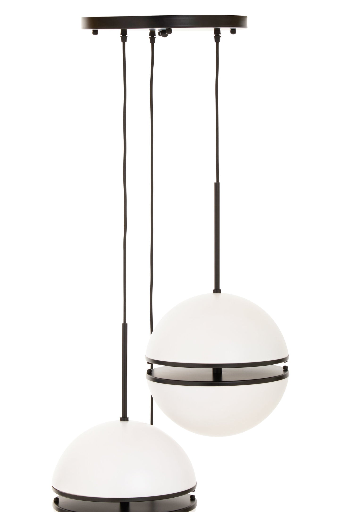 Art Deco Three Ball Matt Black Pendant Light