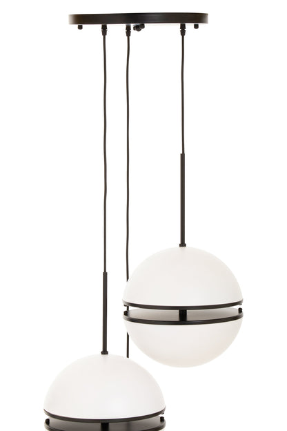 Art Deco Three Ball Matt Black Pendant Light