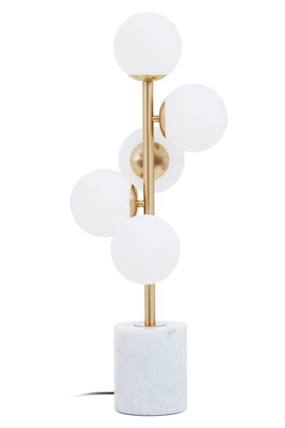 Bugsy White Marble and Brushed Brass 5 Bulb Table Lamp