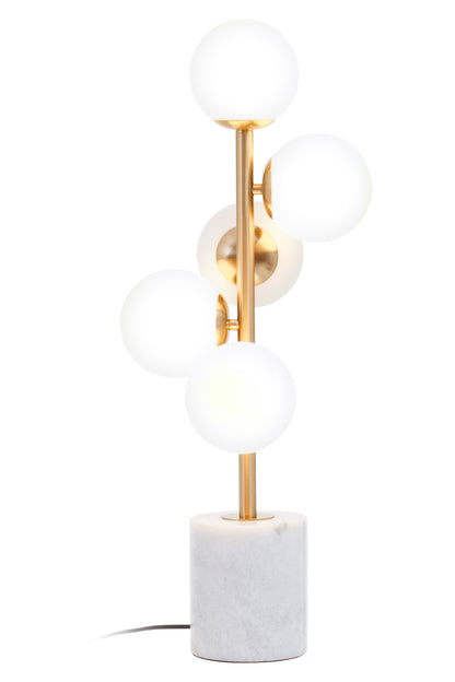 Bugsy White Marble and Brushed Brass 5 Bulb Table Lamp