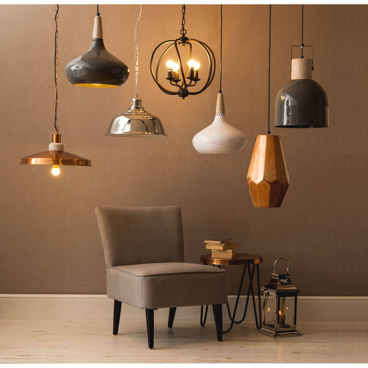 Industrial Luxe Aluminium Copper Finish Large Pendant Light