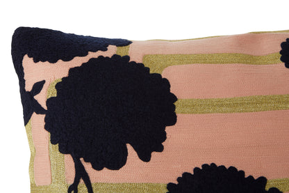 Nomad Ozella Pink and Black Floral Design Rectangular Cushion