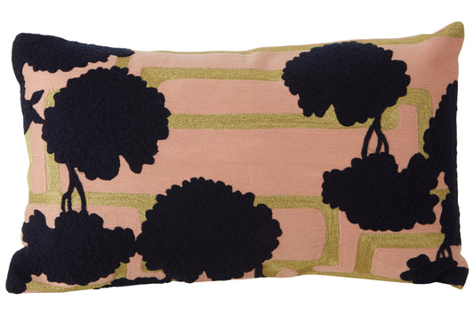 Nomad Ozella Pink and Black Floral Design Rectangular Cushion