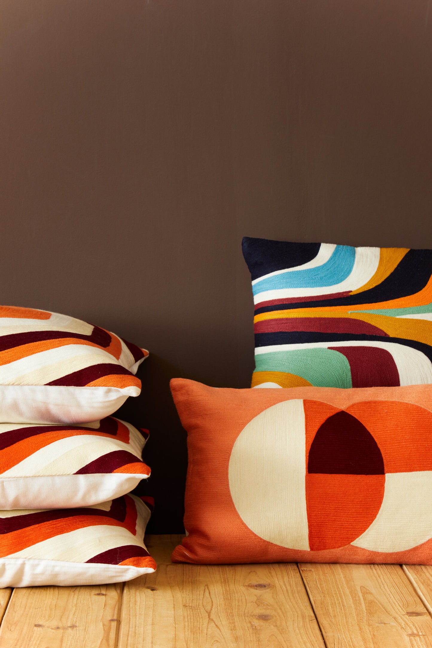Nomad Ozella Multi Colour Abstract Groovy Design Rectangular Cushion | Bali & Blue