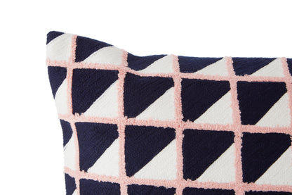 Nomad Ozella Pink and Black Grid Design Square Cushion