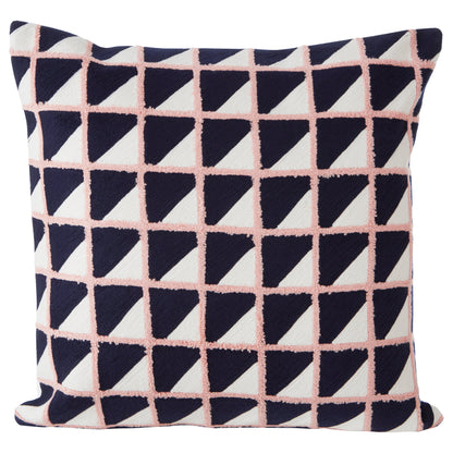 Nomad Ozella Pink and Black Grid Design Square Cushion