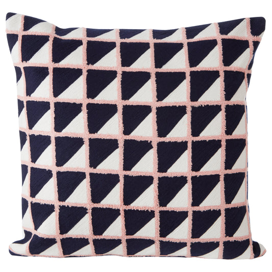 Nomad Ozella Pink and Black Grid Design Square Cushion