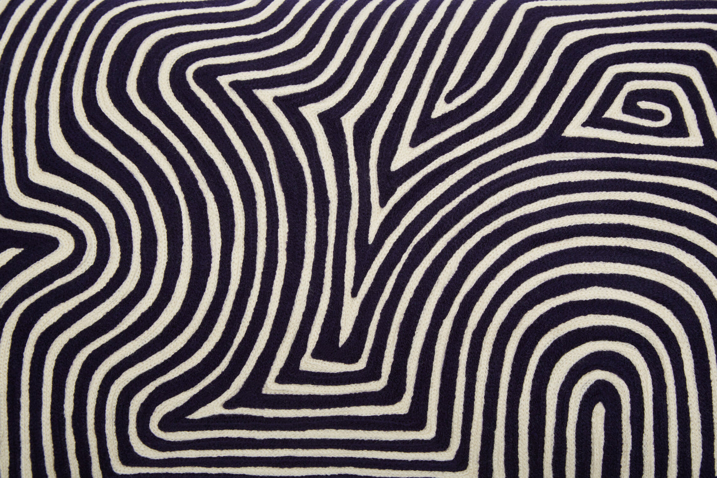 Nomad Ozella Black and White Embroidered Rectangular Cushion