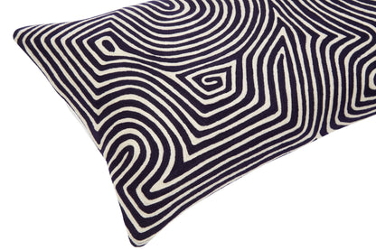 Nomad Ozella Black and White Embroidered Rectangular Cushion