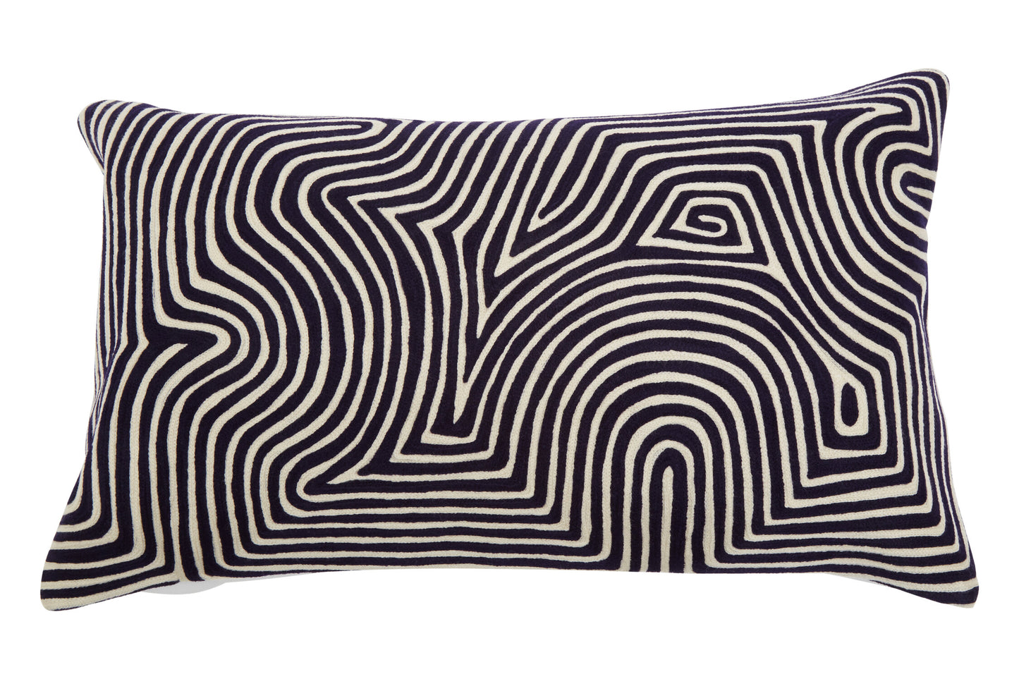 Nomad Ozella Black and White Embroidered Rectangular Cushion | Bali & Blue
