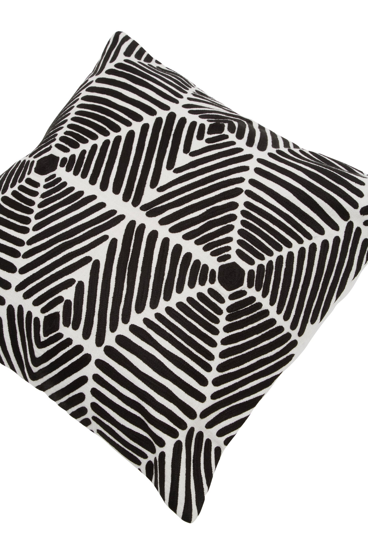 The Edit Black White Square Embroidered Cushion