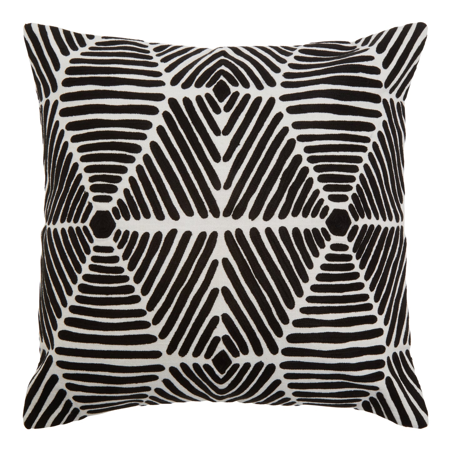 The Edit Black White Square Embroidered Cushion | Bali & Blue