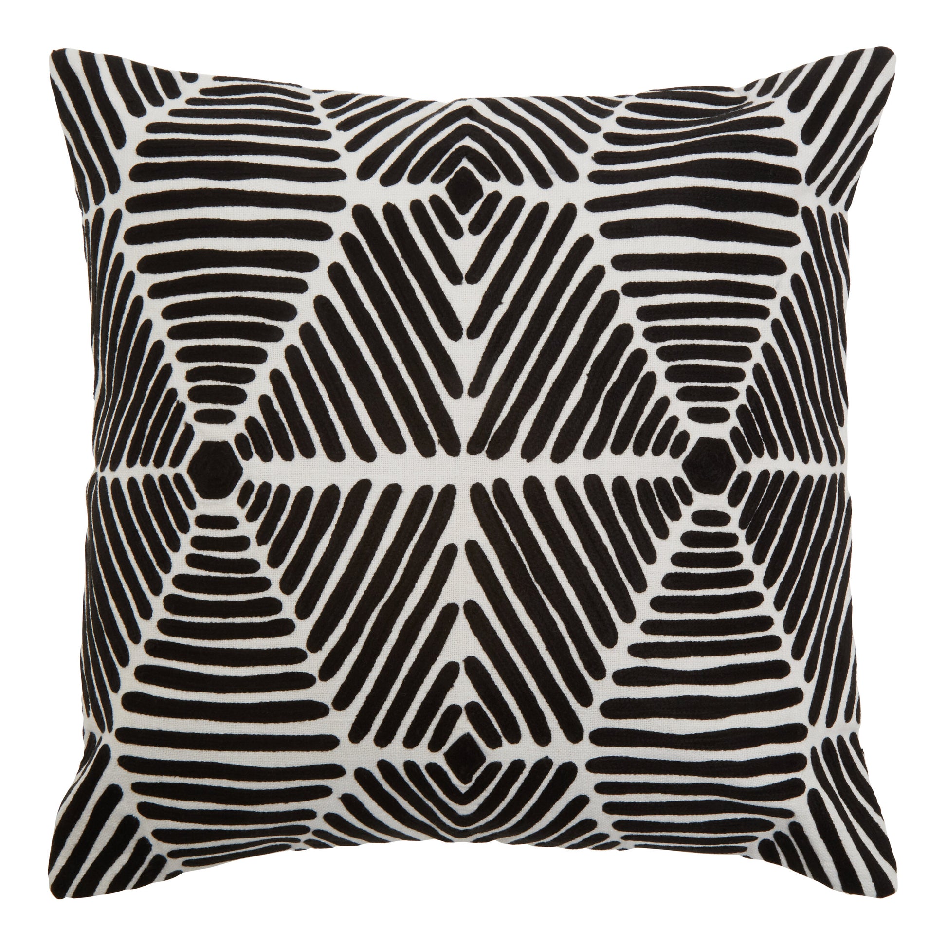 The Edit Black White Square Embroidered Cushion | Bali & Blue