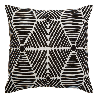 The Edit Black White Square Embroidered Cushion | Bali & Blue