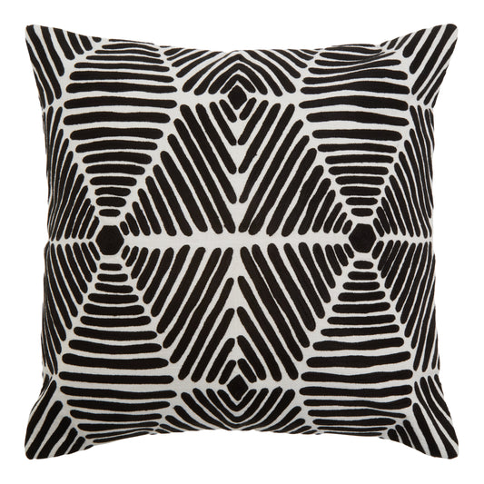 The Edit Black White Square Embroidered Cushion | Bali & Blue