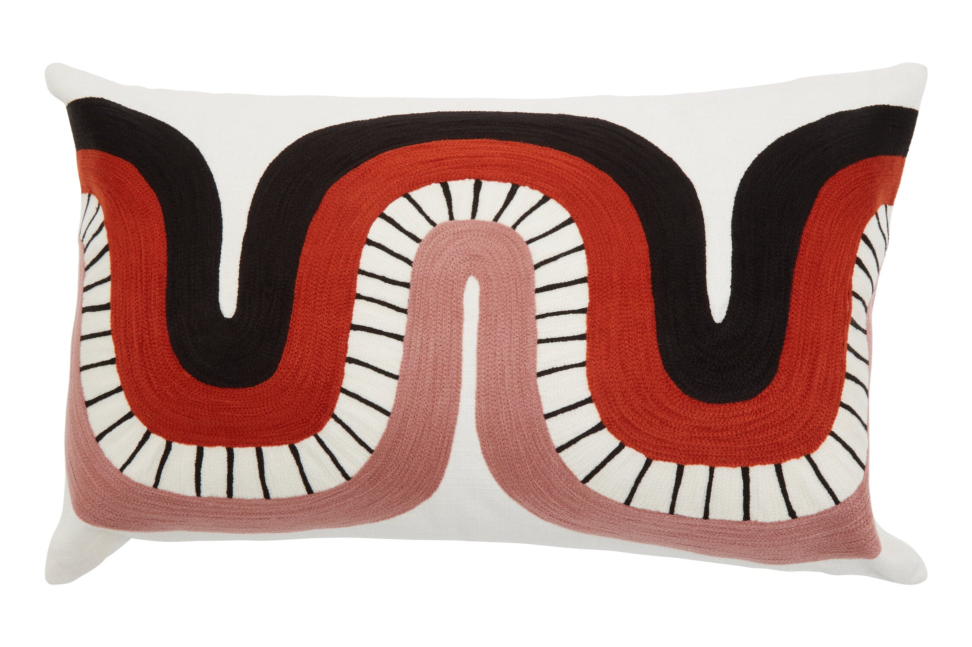 The Edit Curved Pattern Rectangular Cushion | Bali & Blue
