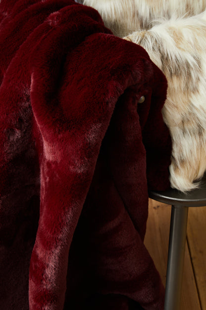 Nomad Lamina Red Wine Faux Fur Throw