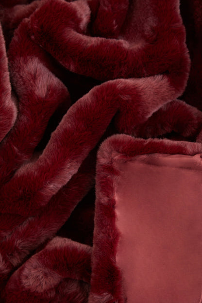 Nomad Lamina Red Wine Faux Fur Throw