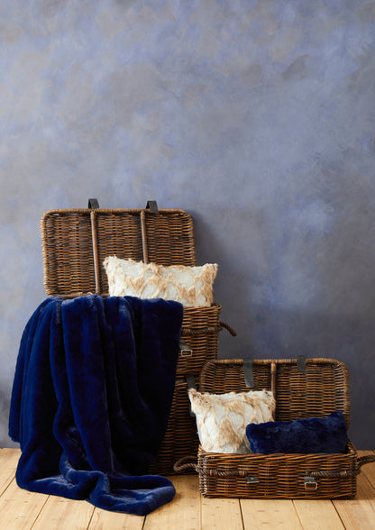 Nomad Lamina Navy Blue Faux Fur Throw