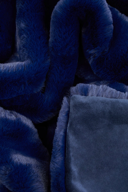 Nomad Lamina Navy Blue Faux Fur Throw