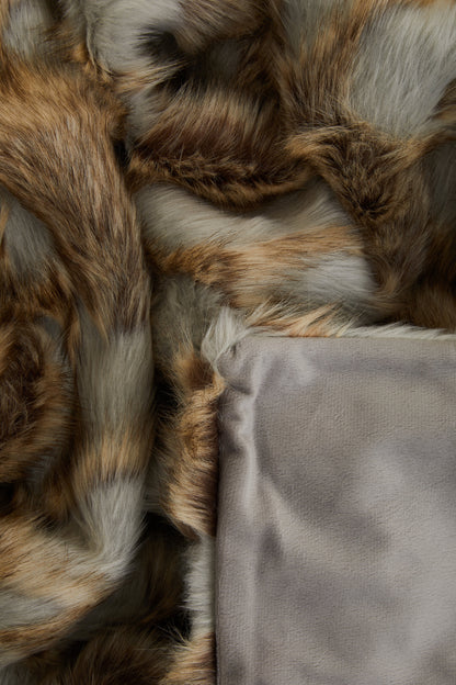 Nomad Lamina Grey and Natural Fur Throw