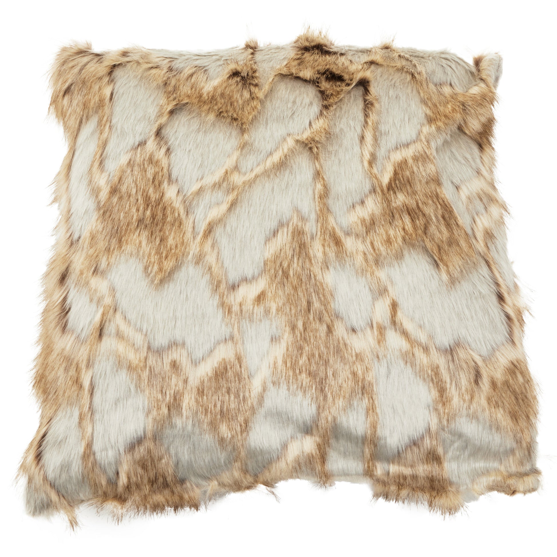 The Luxe Grey Natural Faux Fur Square Cushion | Bali & Blue