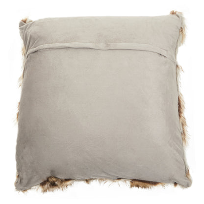 The Luxe Grey Natural Faux Fur Square Cushion | Bali & Blue