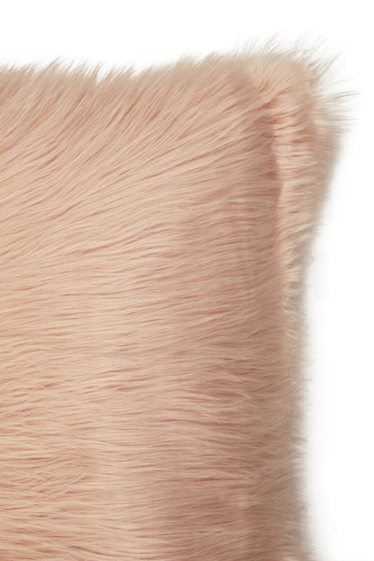 The Luxe Pink Mongolian Faux Fur Square Cushion