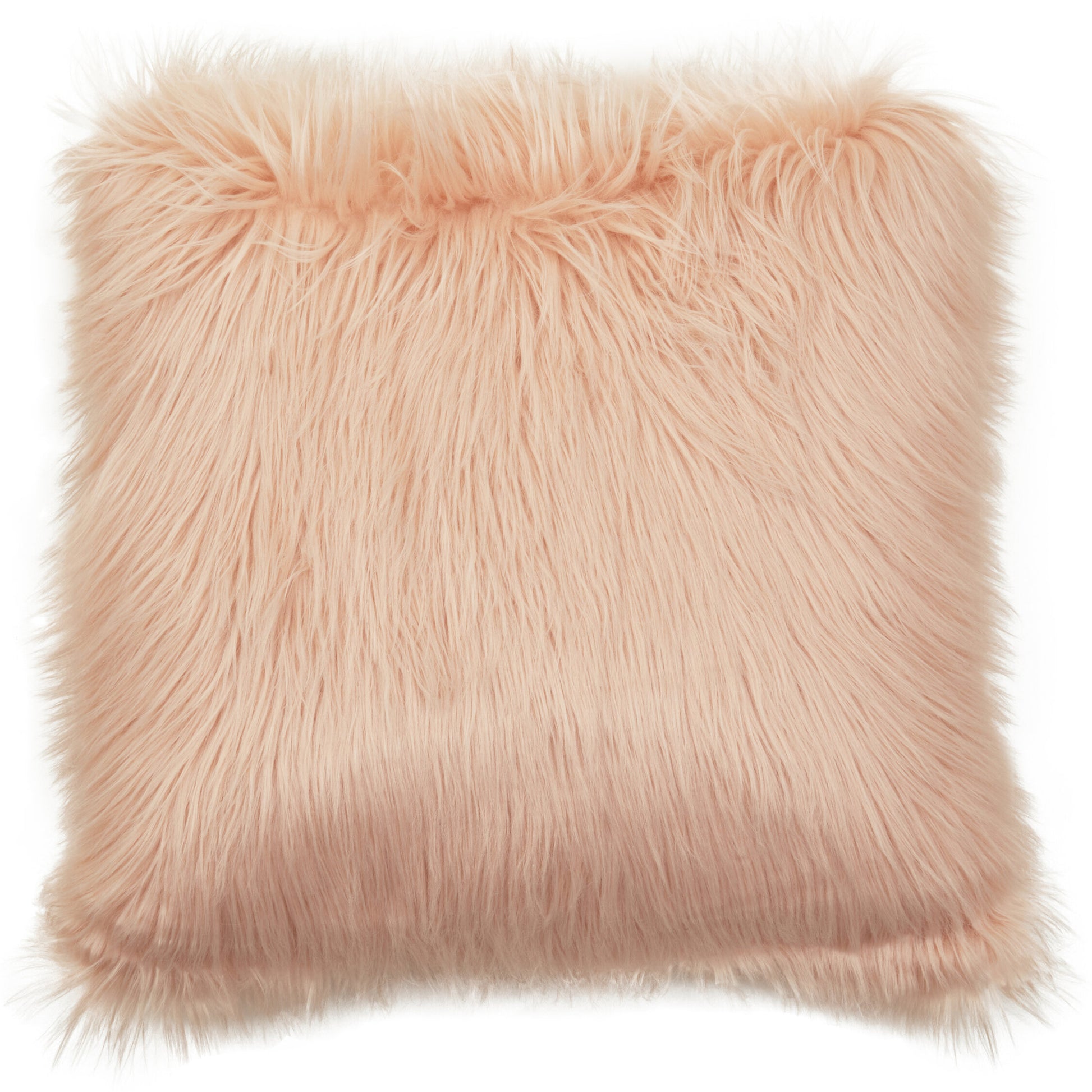 The Luxe Pink Mongolian Faux Fur Square Cushion | Bali & Blue
