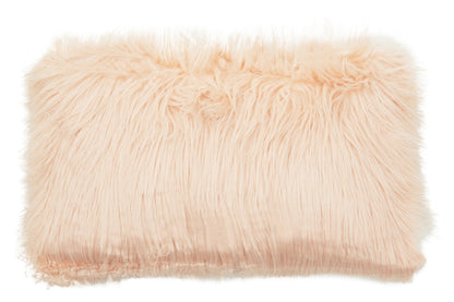 Nomad Mongolian Faux Fur Pink Rectangular Cushion