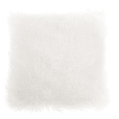 The Luxe White Real Mongolian Fur Square Cushion | Bali & Blue