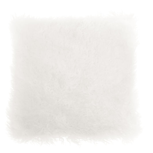 The Luxe White Real Mongolian Fur Square Cushion | Bali & Blue