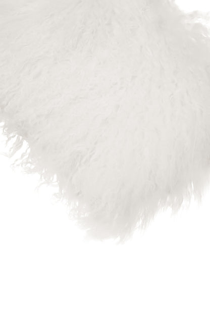 Nomad Real Mongolian Fur White Rectangular Cushion