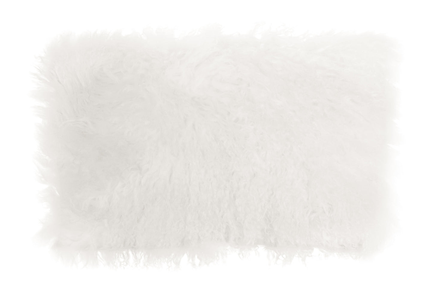 Nomad Real Mongolian Fur White Rectangular Cushion