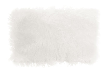 Nomad Real Mongolian Fur White Rectangular Cushion