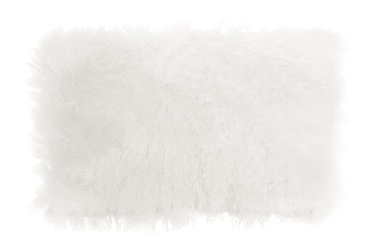 Nomad Real Mongolian Fur White Rectangular Cushion