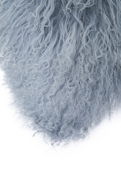 The Luxe Grey Real Mongolian Fur Square Cushion
