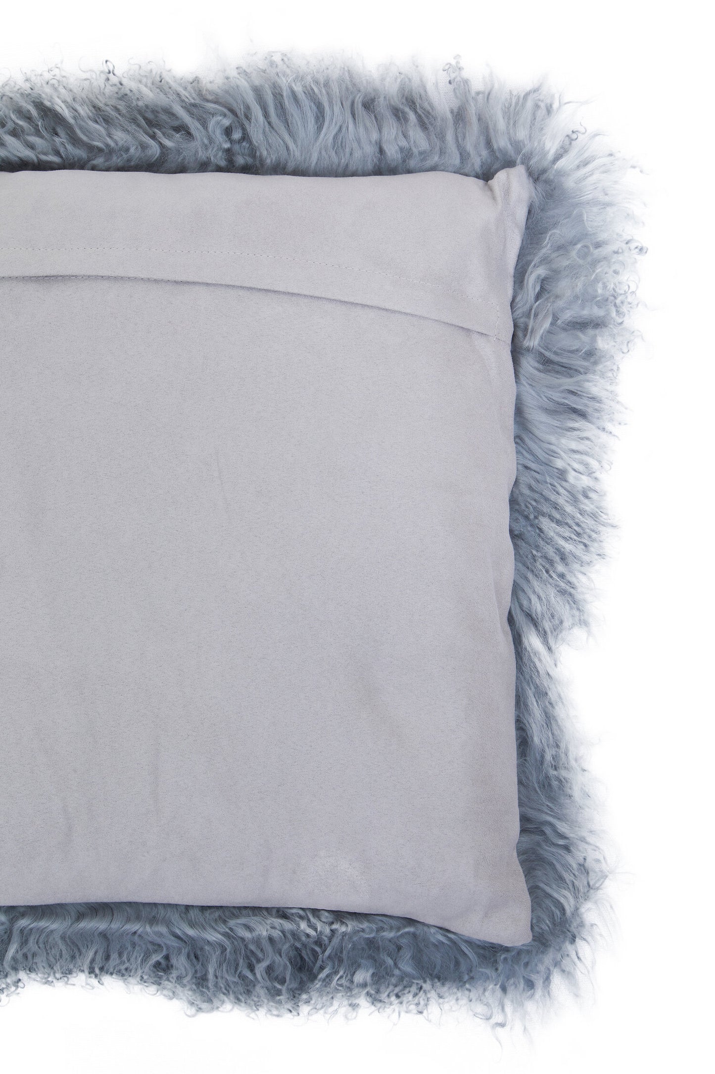The Luxe Grey Real Mongolian Fur Square Cushion