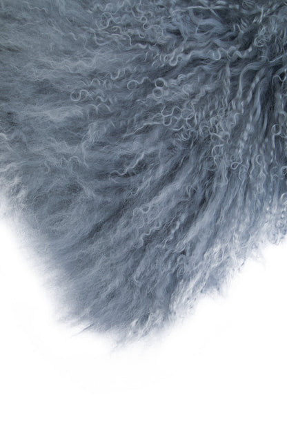 Nomad Real Mongolian Fur Grey Rectangular Cushion