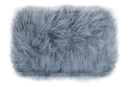 Nomad Real Mongolian Fur Grey Rectangular Cushion