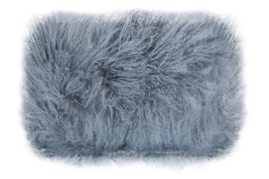 Nomad Real Mongolian Fur Grey Rectangular Cushion