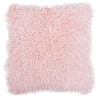 The Luxe Pink Real Mongolian Fur Square Cushion | Bali & Blue