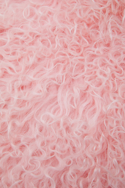 Nomad Real Mongolian Fur Pink Rectangular Cushion