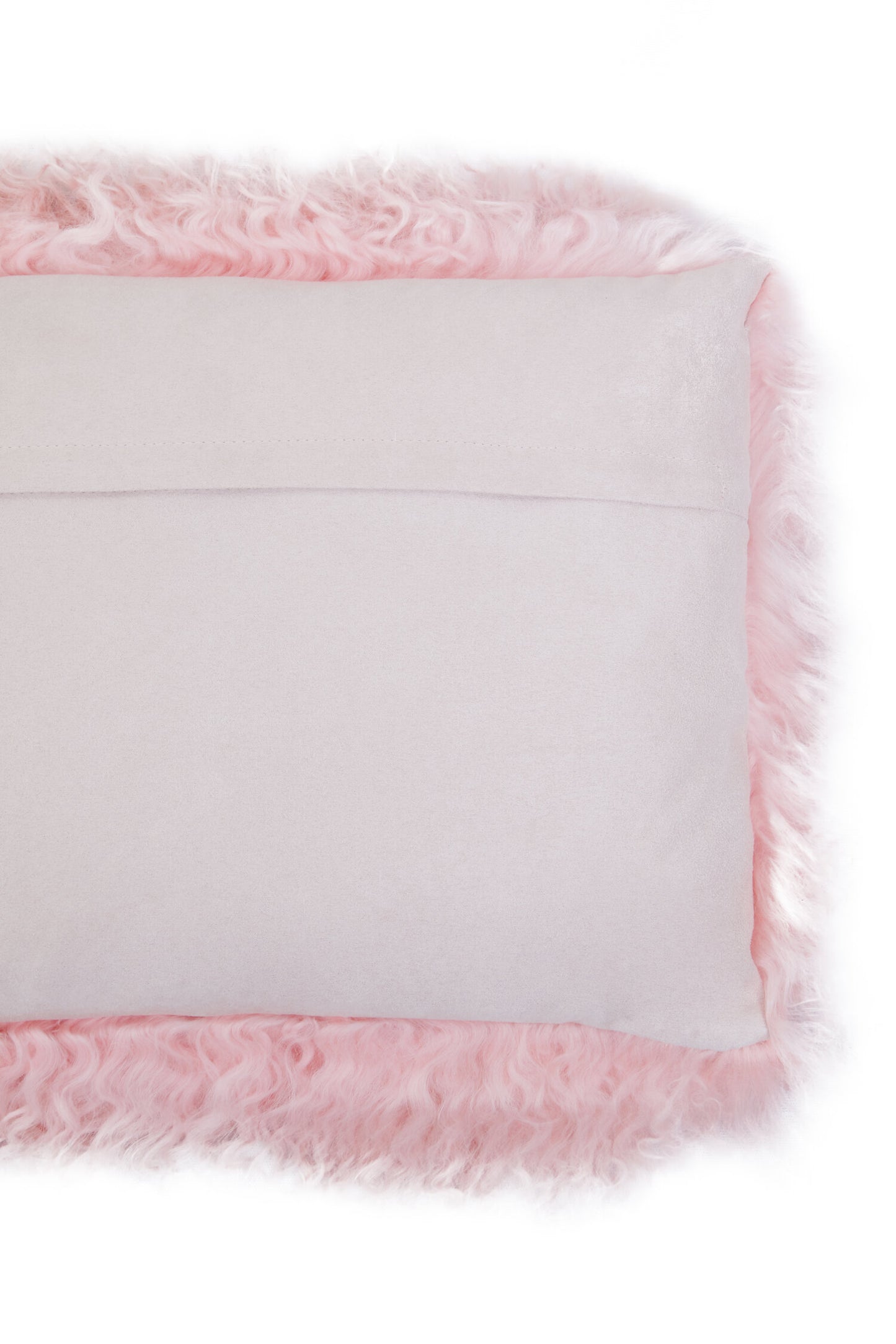 Nomad Real Mongolian Fur Pink Rectangular Cushion